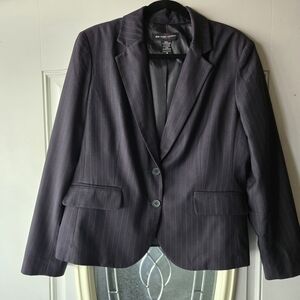 New York & Co Dark Gray Pinstripe Blazer Plus Size Career Academia
